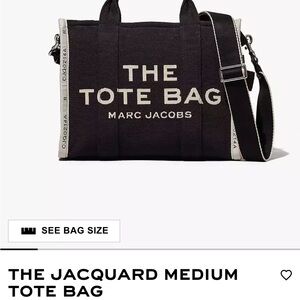 Marc Jacobs Black Tote Bag with White Lettering
